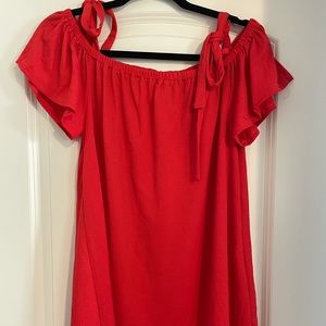Red cold shoulder tie dress L